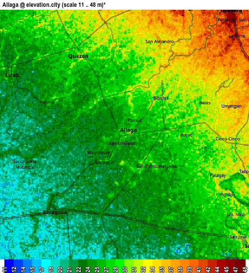 Zoom OUT 2x Aliaga, Philippines elevation map