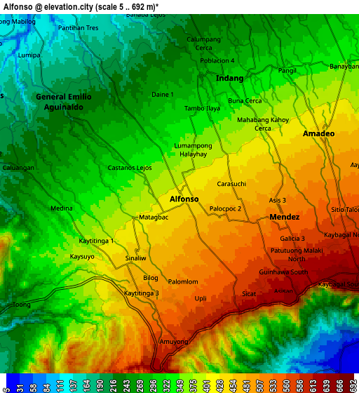 Zoom OUT 2x Alfonso, Philippines elevation map