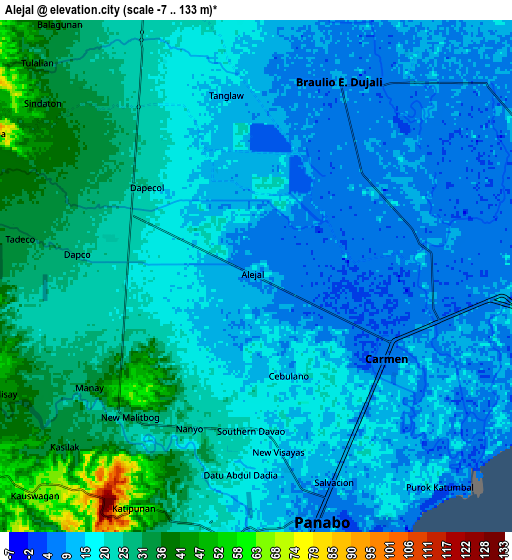 Zoom OUT 2x Alejal, Philippines elevation map