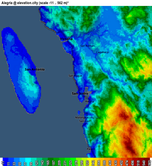 Zoom OUT 2x Alegria, Philippines elevation map