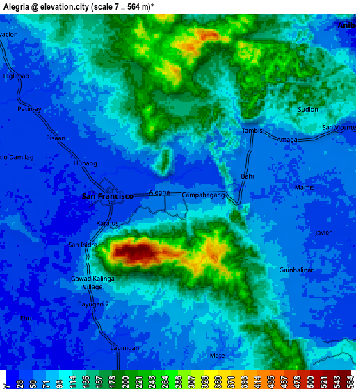 Zoom OUT 2x Alegria, Philippines elevation map