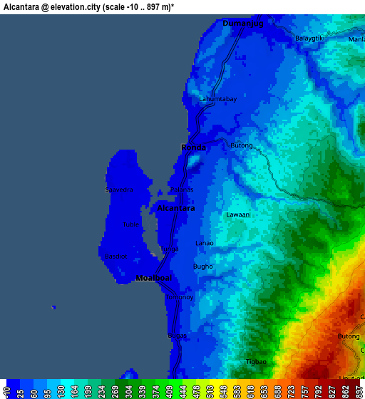 Zoom OUT 2x Alcantara, Philippines elevation map