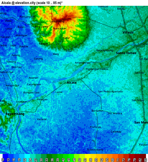 Zoom OUT 2x Alcala, Philippines elevation map