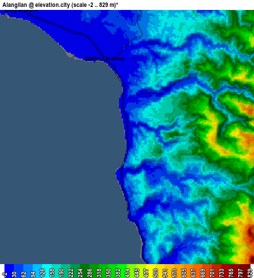 Zoom OUT 2x Alangilan, Philippines elevation map