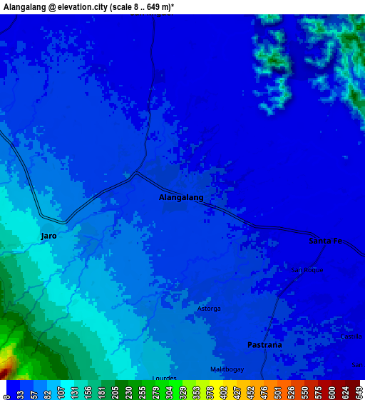 Zoom OUT 2x Alangalang, Philippines elevation map