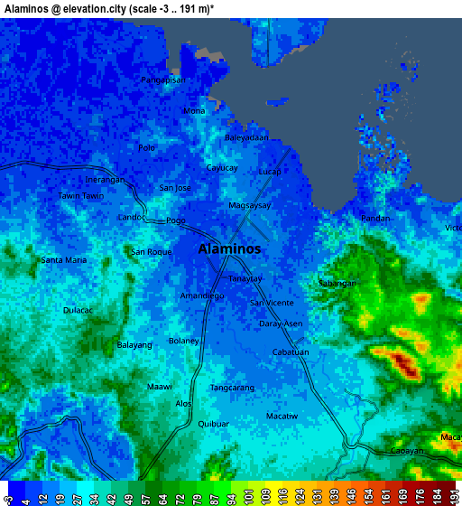Zoom OUT 2x Alaminos, Philippines elevation map