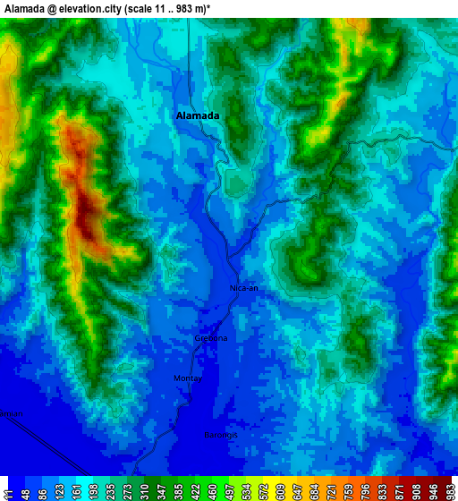 Zoom OUT 2x Alamada, Philippines elevation map