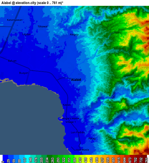 Zoom OUT 2x Alabel, Philippines elevation map
