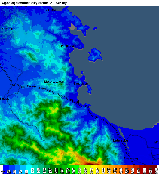 Zoom OUT 2x Agoo, Philippines elevation map