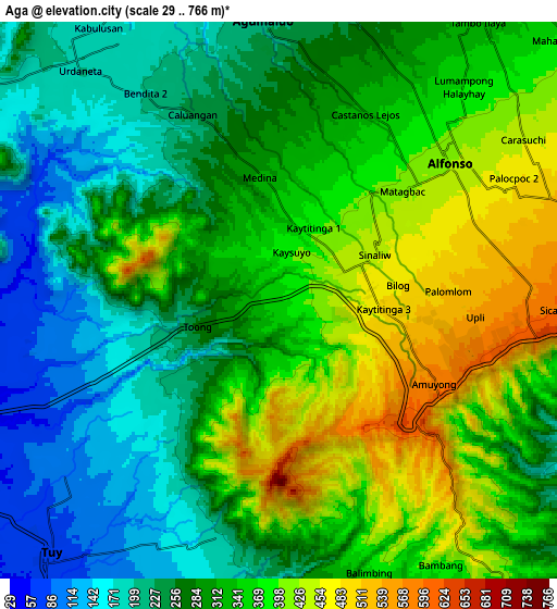 Zoom OUT 2x Aga, Philippines elevation map