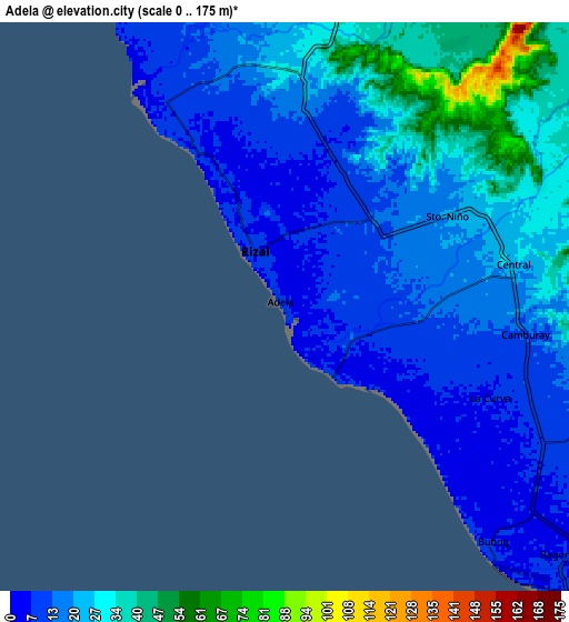 Zoom OUT 2x Adela, Philippines elevation map