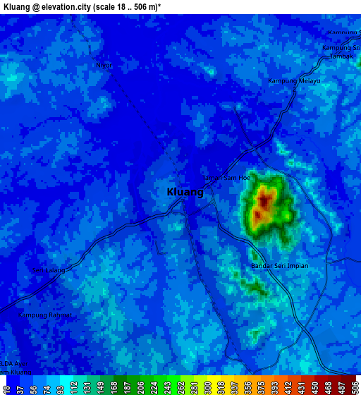 Zoom OUT 2x Kluang, Malaysia elevation map