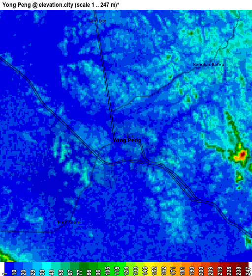 Zoom OUT 2x Yong Peng, Malaysia elevation map