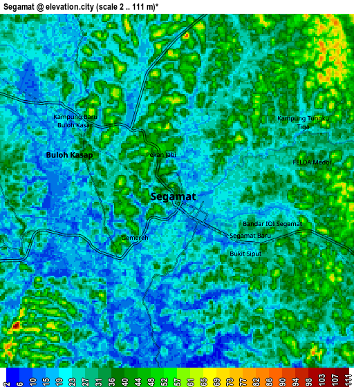 Zoom OUT 2x Segamat, Malaysia elevation map