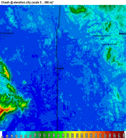 Zoom OUT 2x Chaah, Malaysia elevation map