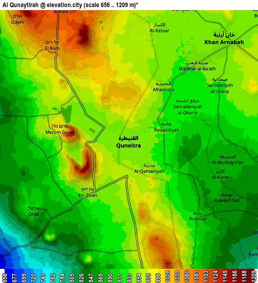 Zoom OUT 2x Al Qunayţirah, Syria elevation map