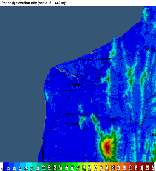 Zoom OUT 2x Papar, Malaysia elevation map