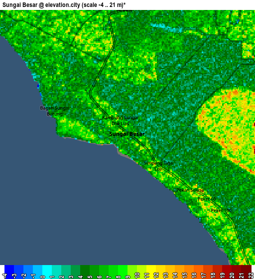 Zoom OUT 2x Sungai Besar, Malaysia elevation map