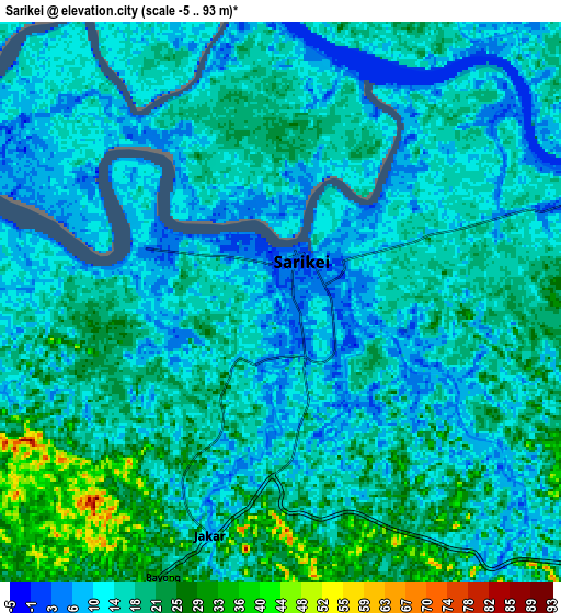 Zoom OUT 2x Sarikei, Malaysia elevation map