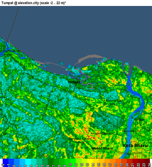 Zoom OUT 2x Tumpat, Malaysia elevation map