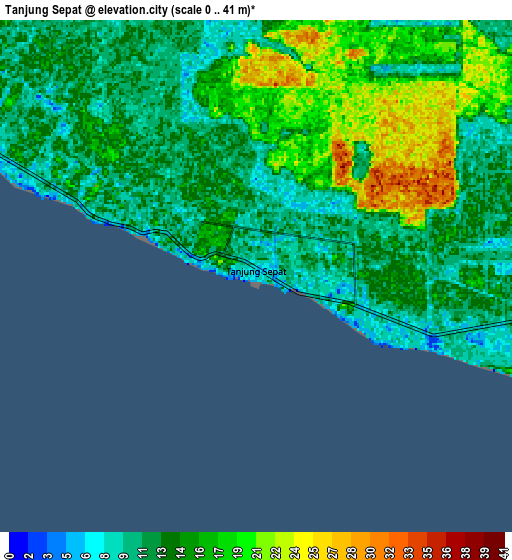 Zoom OUT 2x Tanjung Sepat, Malaysia elevation map