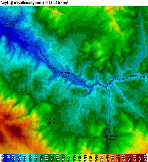 Zoom OUT 2x Vayk’, Armenia elevation map