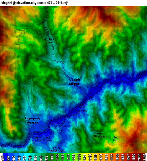 Zoom OUT 2x Meghri, Armenia elevation map