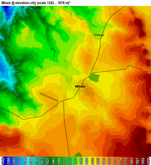 Zoom OUT 2x Mbala, Zambia elevation map
