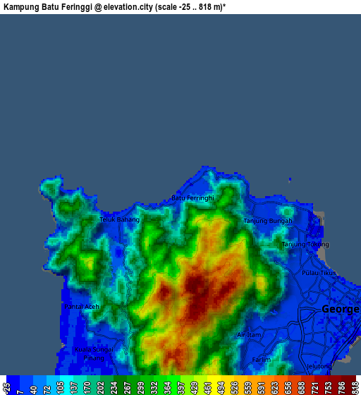 Zoom OUT 2x Kampung Batu Feringgi, Malaysia elevation map