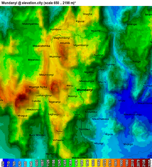 Zoom OUT 2x Wundanyi, Kenya elevation map