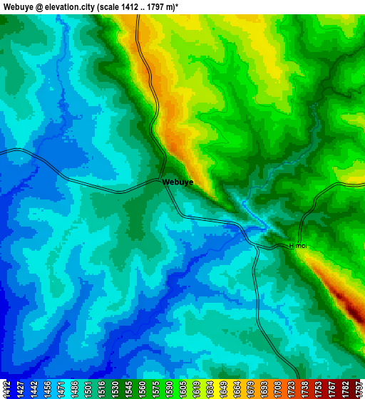 Zoom OUT 2x Webuye, Kenya elevation map