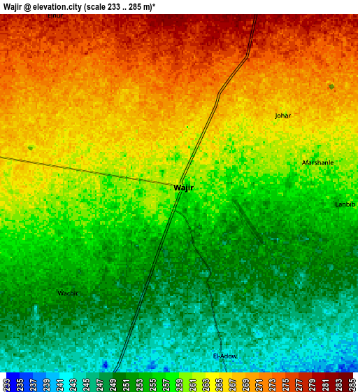 Zoom OUT 2x Wajir, Kenya elevation map