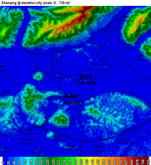 Zoom OUT 2x Zhaoqing, China elevation map
