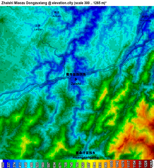 Zoom OUT 2x Zhaishi Miaozu Dongzuxiang, China elevation map