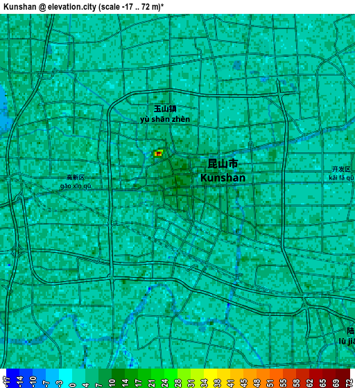 Zoom OUT 2x Kunshan, China elevation map