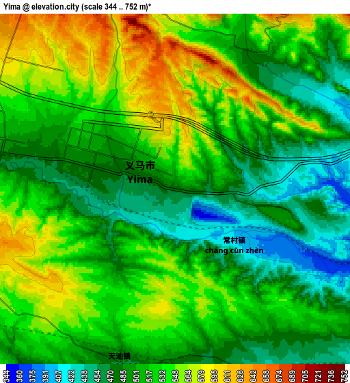 Zoom OUT 2x Yima, China elevation map