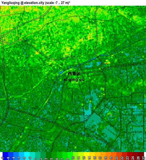 Zoom OUT 2x Yangliuqing, China elevation map