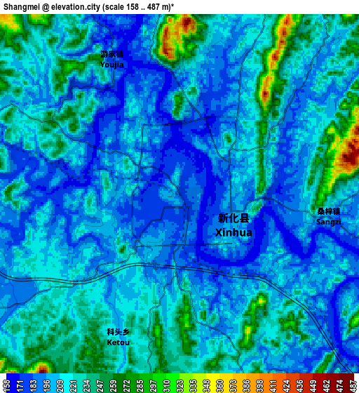 Zoom OUT 2x Shangmei, China elevation map