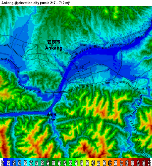 Zoom OUT 2x Ankang, China elevation map