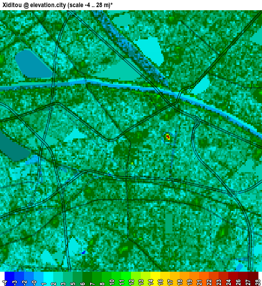 Zoom OUT 2x Xiditou, China elevation map