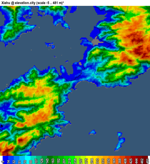 Zoom OUT 2x Xiahu, China elevation map