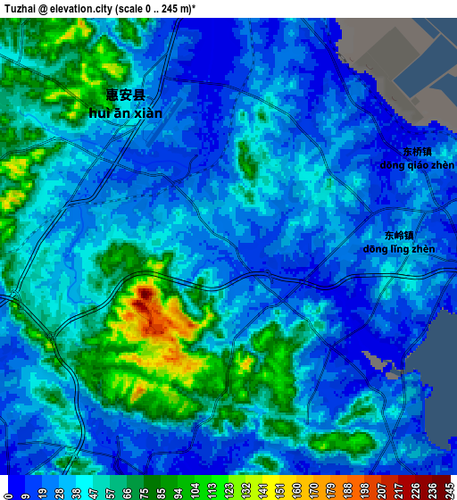 Zoom OUT 2x Tuzhai, China elevation map