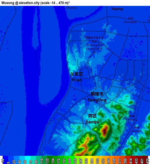 Zoom OUT 2x Wusong, China elevation map