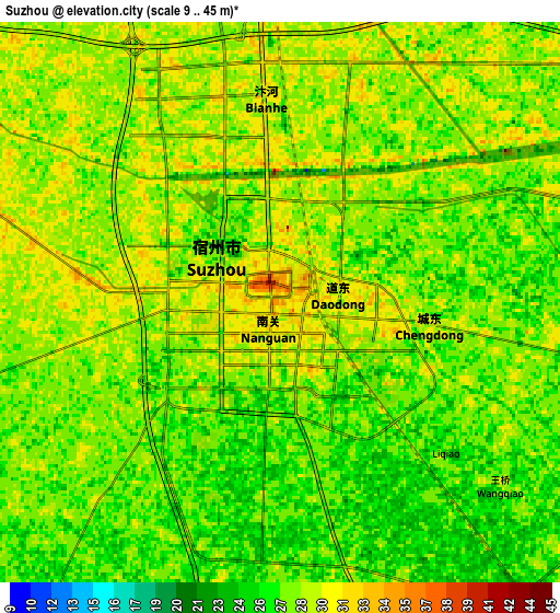 Zoom OUT 2x Suzhou, China elevation map