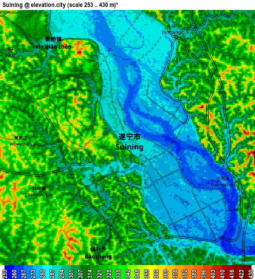 Zoom OUT 2x Suining, China elevation map