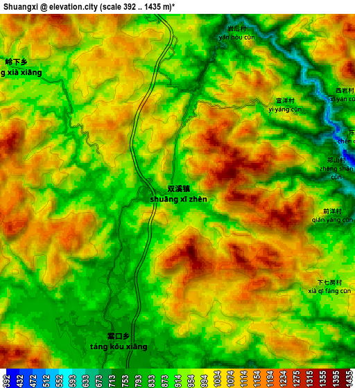 Zoom OUT 2x Shuangxi, China elevation map