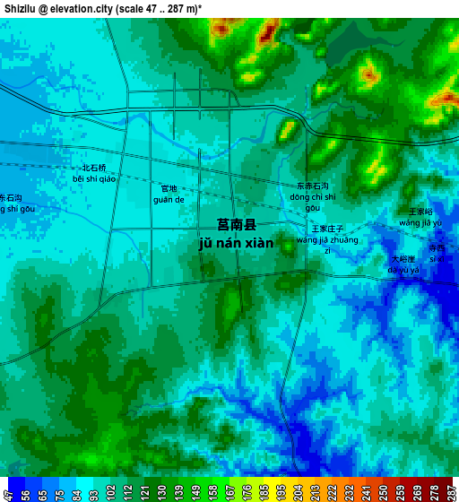 Zoom OUT 2x Shizilu, China elevation map