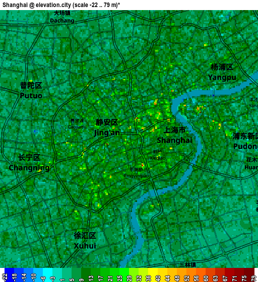 Zoom OUT 2x Shanghai, China elevation map