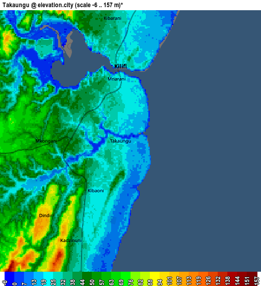 Zoom OUT 2x Takaungu, Kenya elevation map