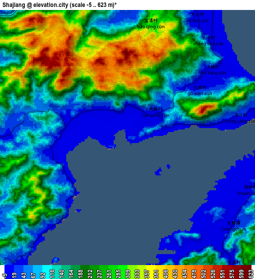 Zoom OUT 2x Shajiang, China elevation map